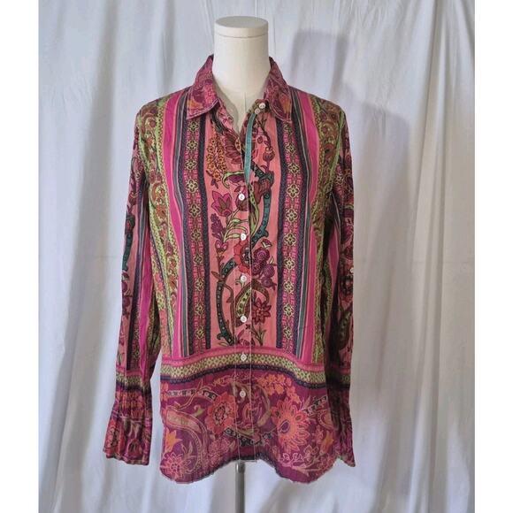 Cino Womens Designer Colorful Abstract Blouse Top Medium - Picture 1 of 6